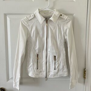 Guess White Full Zip Quilted Jacket